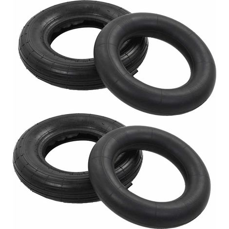 vidaXL Set Ruote e Camere d'Aria per Carriola 4 pz 3.50-8 4PR (1/5)