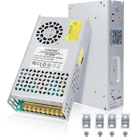 CC 12V 50A 600W Alimentation Transformateur 220V CA à 12V CC Convertisseur 50A 600W Alimentation pour LED Moteur Pompe 3D Imprimeur CCTV Radio (1/5)