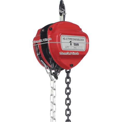 Palans à chaîne manuels, capacité de 1 tonne, construction durable, Rouge, 1000 Kg-b (1/2)