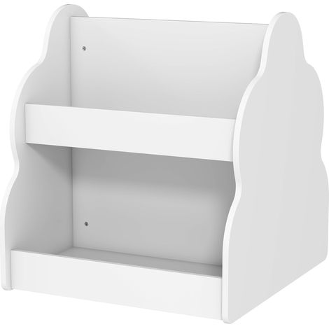 Bibliothèque enfant, bibliothèque à roulettes à 2 niveaux, 4 étagères, pour chambre d'enfant ou salle de jeux, 54 x 50 x 56 cm, blanche