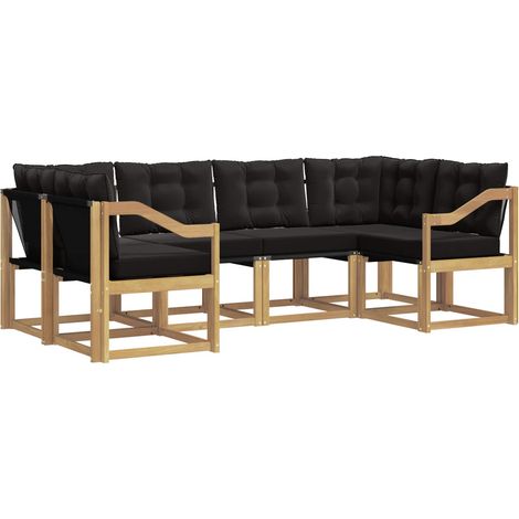 Outdoor Sofa Set with Cushion 6 pcs White and Black vidaXL