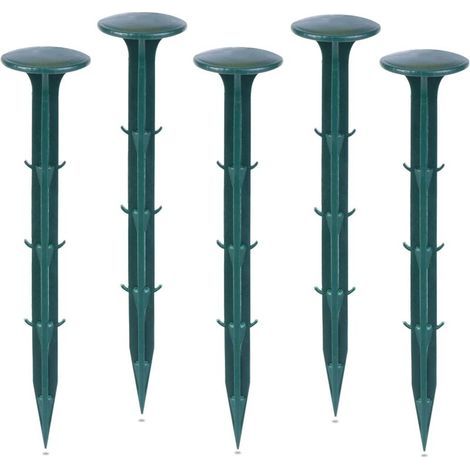 Plastique Piquets de Fixation de Jardin,pour Jardin pour la Fixation des Tissus Anti Mauvaises Herbes Protection Contre Les UV (100 pièces, Vert) (1/5)