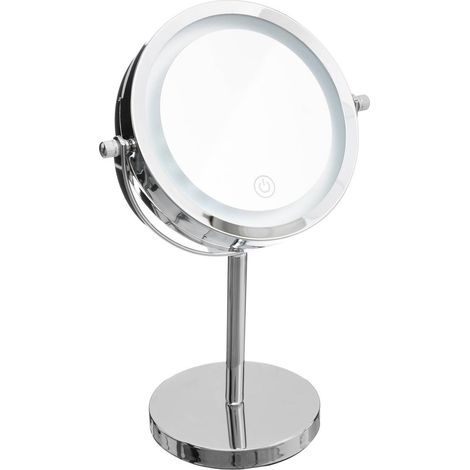 Specchio con supporto a led 19cm in metallo cromato - 5five