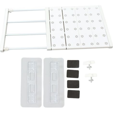 Étagère télescopique extensible gain de place réglable 48-80cm, séparateur d'armoire pour chaussures, rangement de dressing extensible. (1/5)