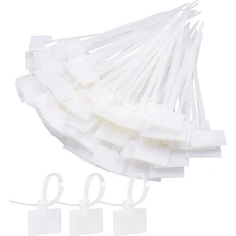 Attache Cable Electrique 250Pcs Cable Management avec Etiquette Serre Cable Plastique Blanc Etiquette Cable Ties Cable Pour L'école Jardin Bureau Mur Voiture (1/5)