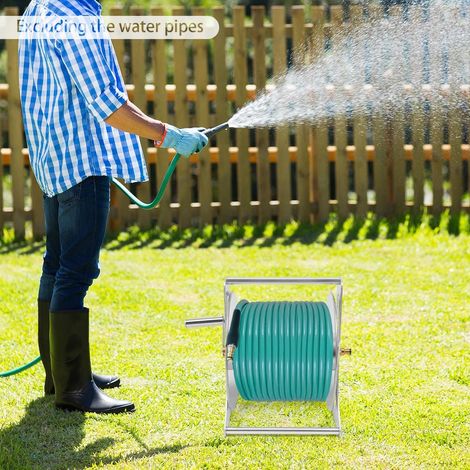 Edelstahl Garten Schlauch Lagerhalter, runde Wasserleitung Aufnahmewagen, kann 50m Wasserleitung, 30  28  36cm aufnehmen (1/4)