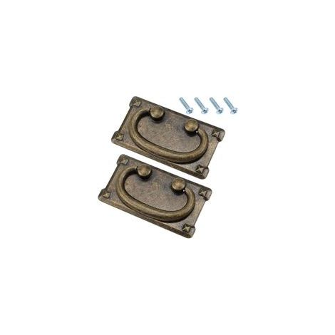 2 Poignées de Tiroir Classiques, Avec Vis, Poignées d'Anneau de Tiroir en Bronze Antique Vintage, Décoration Rectangulaire pour Portes d'Armoires et Portes de Meubles (1/4)