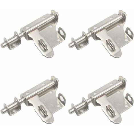 Verrou de Porte à Boulon Coulissant - Lot de 4 Loquets en Acier Inoxydable pour Sécurité, avec Trou pour Cadenas (1/4)