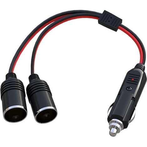 Répartiteur allume-cigare de voiture 1 à 2 adaptateur de port de chargeur d'alimentation 12 V prise de courant répartiteur à 2 voies rallonge allume-cigare de 11,8 pouces avec fusible 15A (1/4)