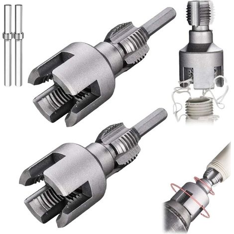 1/2'' and 3/4'' Integrated Internal & External Pipe Threading Tool, Convient Pour La Coupe De Filetage De Perceuse électrique, La Réparation De Tuyaux Et Dfayu (1/2"+3/4") (1/5)