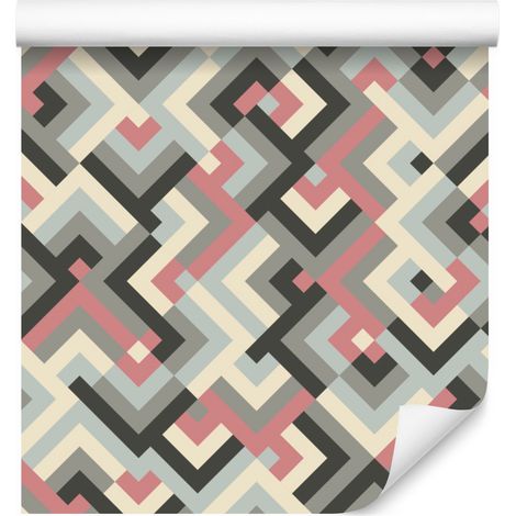 Carta da parati con motivo geometrico retrò per soggiorno e camera da letto, 50x1000 cm. (1/5)