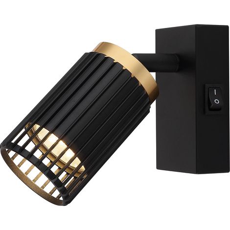 Wandlampe Wandstrahler Wandspot beweglich Leselampe Wohnzimmerlampe schwarz gold (1/3)