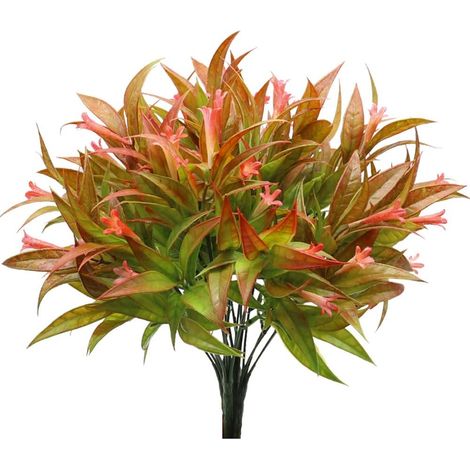 4 Stück künstliche Pflanzen Winde, 30 cm, künstliche Blätter, Blumenstrauß, Frühlingsdekoration für drinnen und draußen, Garten, Zuhause, Büro, Tischdekoration (rot) (1/5)