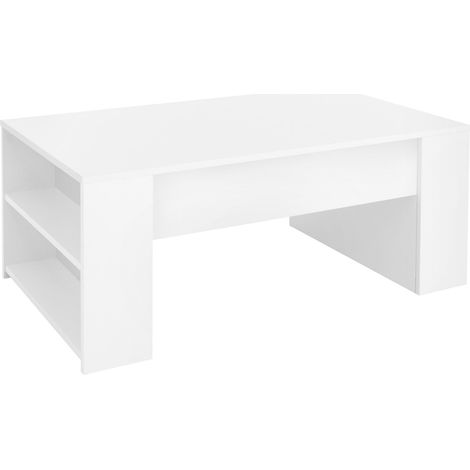 ML-Design Mesa de Centro Blanca 100x60x42 cm Aglomerado Revestido Mesita de Café Rectangular Moderna Mueble Auxiliar Versátil con 2 Compartimentos Laterales Mesa con Mucho Espacio de Almacenamiento (1/5)