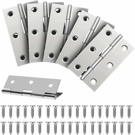 royaluxe- Charnière de Porte en Inox Paumelles de Porte Charnières pour Meuble pour Porte Placard, Piano, Boîtes à Bijoux, 6 Pièces (75 x 50mm)——, (1/5)