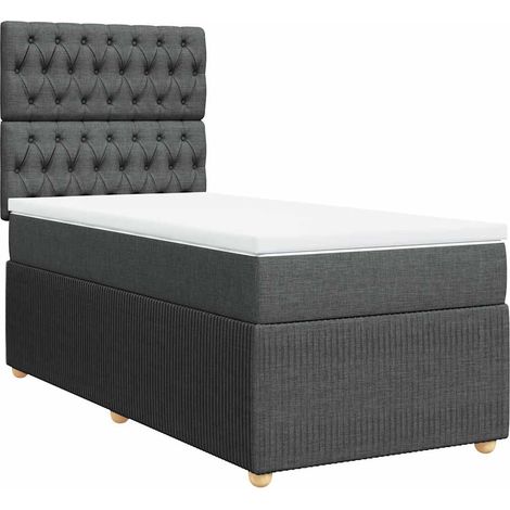 Boxspringbett mit Matratze Dunkelgrau 100x200 cm Stoff vidaXL (1/5)