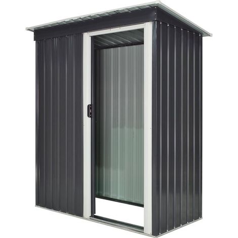 CASETTA PORTA ATTREZZI CON PORTA SCORREVOLE IN ACCIAIO NERO 163 X 89 X 182 CM (1/5)