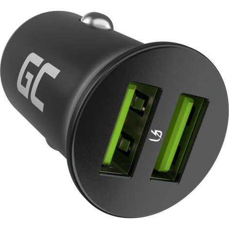 Green Cell GC CADM-GC-36AA - Chargeur USB 36 W, 2 ports USB-A, noir. Compatible avec lampe torche, GPS, casque audio, téléphone portable, navigateur, enceinte portable, batterie externe, smartphone, m (1/5)