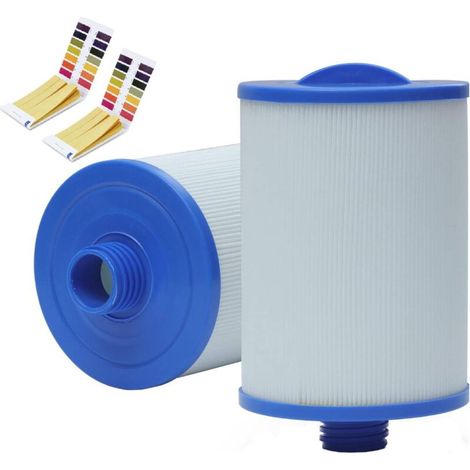 2 Pack Filter Cartridges for Hot Tub Spa Filters, Unicel 6CH-940, Pleatco PWW50P3, Waterline Front Access Skimmer and Filbur FC-0359/+ 2 pH Test Strips (1/4)