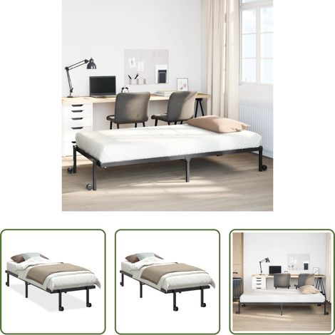 Cadre de lit pliable - Cadre de lit sans matelas pliable noir 75x190 cm acier (1/5)