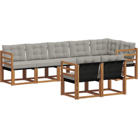 Conjunto de sofás de exterior 8 pcs Gris Natural y Claro vidaXL (1/5)