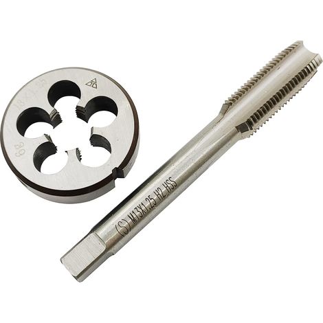 M13 × 1.25 Argent HSS Filetage métrique tarauds et filières, robinet ronds et filetage Die Main droite Fuseau en acier rapide. (1/5)