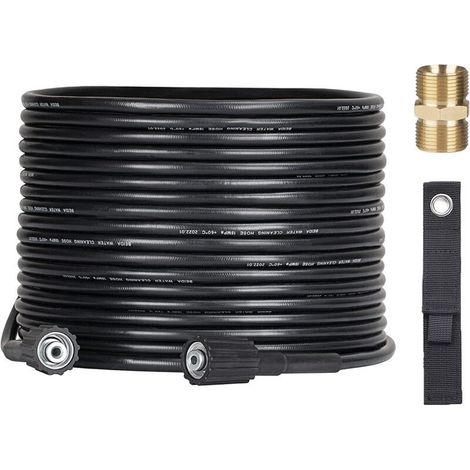 Tuyau de Rechange Flexible Haute Pression 10 m, M22 x 14mm - Tuyau d'extension Résistant aux torsions - Compatible avec Karcher HD HDS Kranzle avec un Adaptateur en Laiton (1/5)