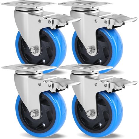 Roulettes Pivotantes 100 mm avec Frein, Lot de 4, Charge Lourde 600 kg (1/5)