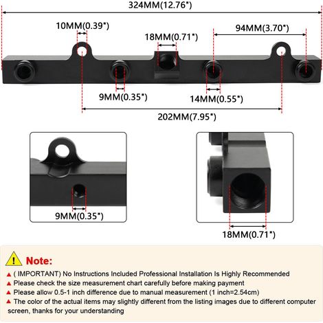 Parts for vehicle modifications: K-series fuel rail with fuel gauge, compatible with Civic, Acura K20, K24. High-performance fuel rails, one set.