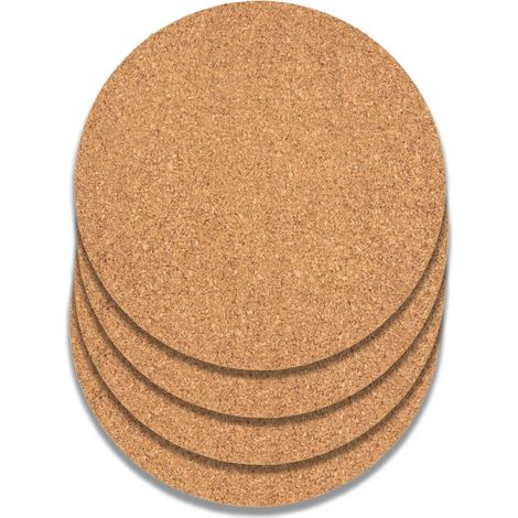 Quattro sottobicchieri in sughero, utilizzabili come sottopiatti, sottopentola, sottobottiglia, realizzati in sughero - 19 cm, colore legno naturale. (1/4)