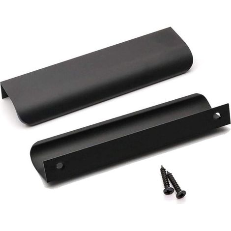 Lot de 10 Poignee de Meuble Cuisine Noir Poignée Cuisine Noir Poignée Profil Noir Poignée Meuble Noir Mat en Alliage d'Aluminium Entraxe 128mm Longueur 150mm（Noir） (1/5)