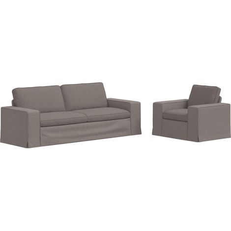 Ensemble de Canapés 2 pcs Salon de jardin Taupe 182 x 80 x 82 cm tissu (1/5)