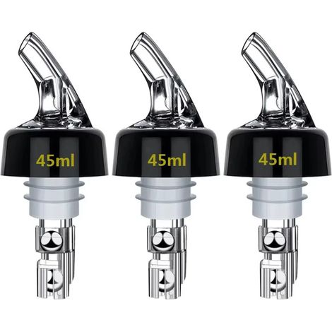 (45 ml) Lot de 3 becs verseurs doseurs imprimés pour bouteilles, verres doseurs rapides, vins, cocktails, whisky, etc. (1/5)