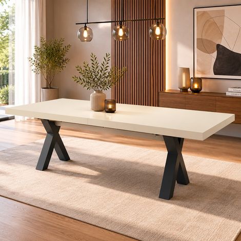 Tavolo Allungabile Milonga480 180 cm con Piano Cashmere e Gambe Incrociate Antracite (1/5)