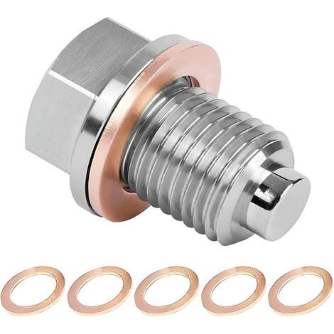 Tapón de drenaje magnético M12x1.5 - Acero inoxidable - Plata (1/5)