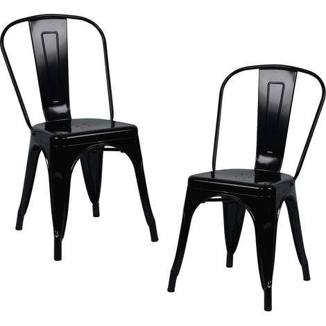 Pack 2 Sillas Apilables Industriales de Acero 45x45x85cm Thinia Home (1/5)