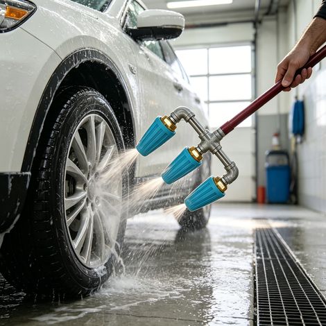 Triple Turbo Nozzle Pressure Washer,Pressure Washer Accessories,360° Rotating Turbo Nozzle with 1/4" Quick Connector,3-in-1 Turbo Nozzle,4000 PSI Power Nozzle Tips for Cleaning Brick/Concrete (Green) (1/5)