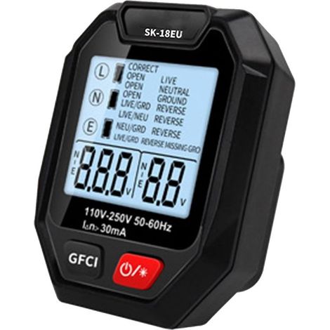 Testeur de tension de prise, testeur de prise numérique, testeur de prise numérique plug-in, testeur de prise Testeur de prise avec écran LCD détecte les problèmes courants de maison et de câblage (1/5)