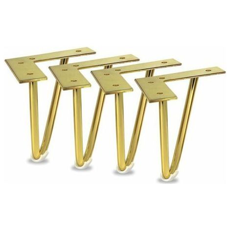 BARKBUSTERS 4 pièces pieds de meubles en métal robustes, pieds de serrage dorés de 15,2 cm avec vis, adaptés aux armoires, tables, canapés, meubles TV, coiffeuses