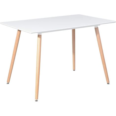 H.J Wedoo – Table salle à manger rectangulaire scandinave en MDF et hêtre – 4 à 6 personnes – Dimensions 110 x 70 x 74 cm – Design moderne (1/5)