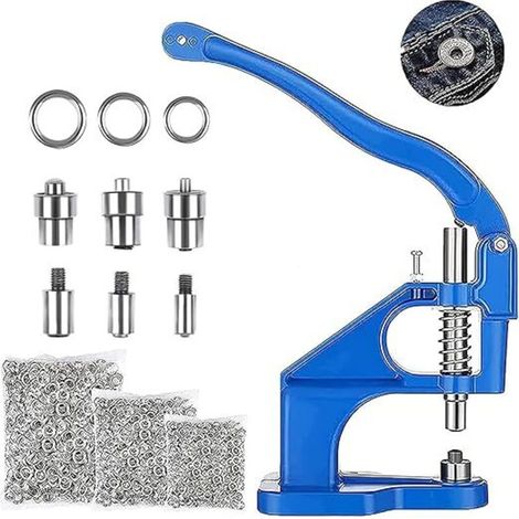 Handpresse Ösenmaschine Ösenzangen, Profi Ösenpresse Ösenpresse Nietenpresse Set mit 3 Matrizen (6/10/12mm) und 1500 Ösen, Ösenstanze Ösenwerkzeug für Planen Kleidung Gürtel Leder