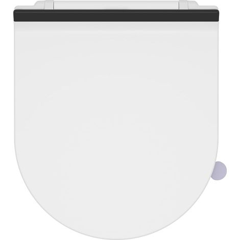 Abattant WC Ultra-mince Forme D[COURT], Lunette de Toilette avec Frein de Chute, Siège de toilette en Urée-formaldéhyde avec fonction détachable, 42,5  36,2 cm (1/5)