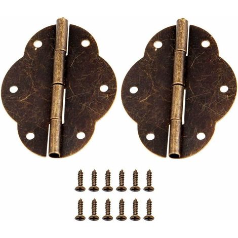 bisagras retro antiguas con 12 tornillos para cajas de madera vintage, cajas de herramientas, armarios, roperos, joyeros, hierro bronce antiguo, 56x42 mm (1/5)