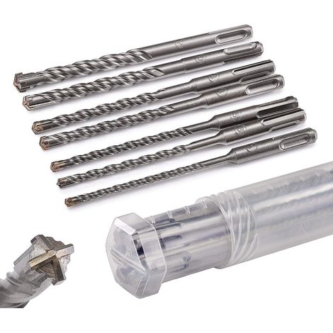 Coffret rotatif de forets à percussion SDS Plus pour béton avec 4 arêtes de coupe, tailles 5/6/6/8/8/10/12 x 160 (1/5)