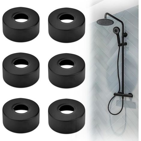 6 Pièces 25 MM (Noir) Rosace Mitigeur Douche, Cache Tuyau Plomberie Rosace Robinet en Acier Inoxydable rosace radiateur pour Robinets Tuyau de Douche Radiateur (1/5)