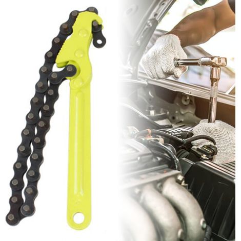 Clé à Chaîne Ajustable pour Tuyauterie, Serre-Tube Robuste en Acier Inox pour Plomberie et Mécanique Auto