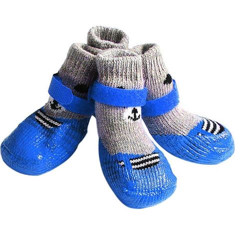 Chaussettes Pour Chien - Semelle Antidérapante En Silicone - Imperméables Et Respirantes - Coton Doux - Pour Intérieur - Par 4 (1/5)