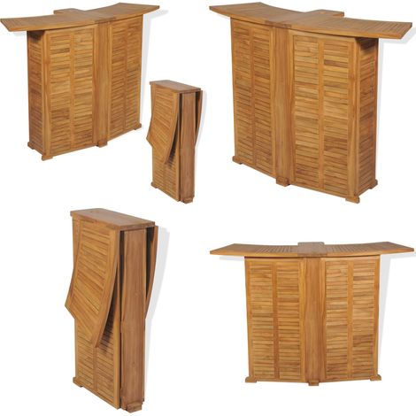 Tavolo da Bar Pieghevole 155x53x105 cm in Massello di Teak - Tavolo da giardino in teak - Tavolo da bar in legno