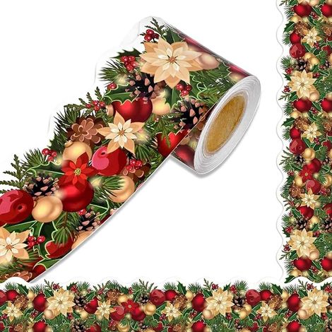 Autocollants de Noël - Autocollants décoratifs - Autocollants pour emballage cadeau - Amovibles, découpables, imperméables - 7,5 cm x 18 m - 2 rouleaux (1/5)