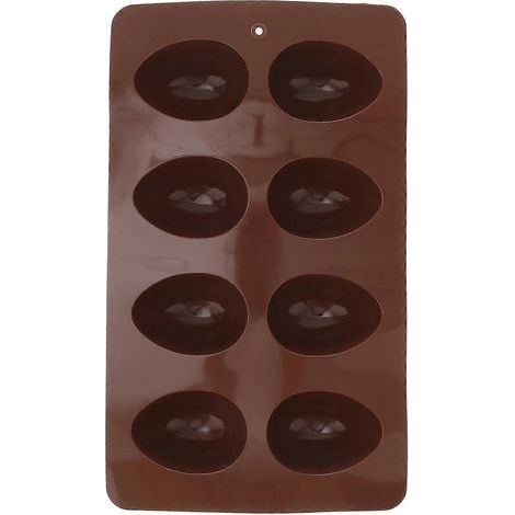 Silikon-Eiswürfelform für Ostereier (8 Fächer), Schokolade, Bonbons, Cupcakes, Gelee usw. (Kaffee) – 27,00 x 16,00 x 2,00 cm – Kaffee (1/4)